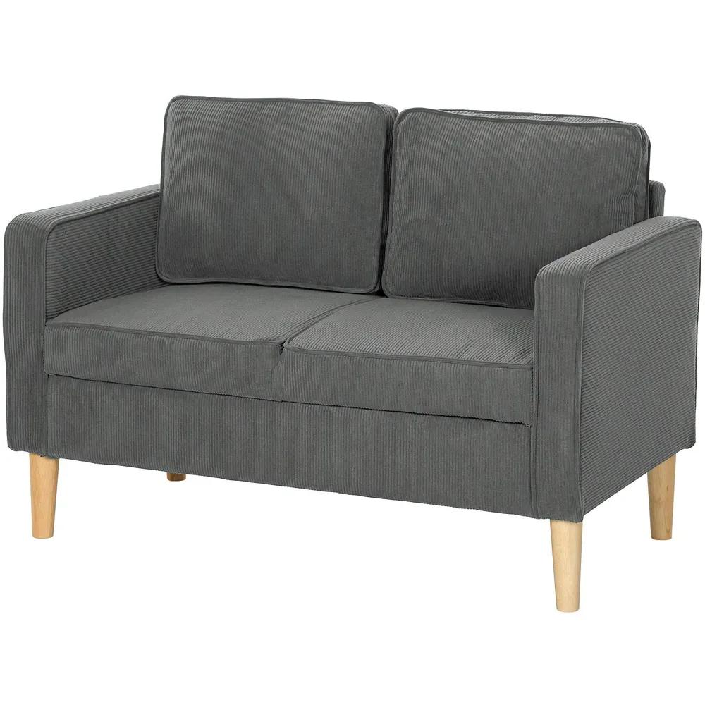 2-Seater Sofa with Storage - Grey, Corduroy