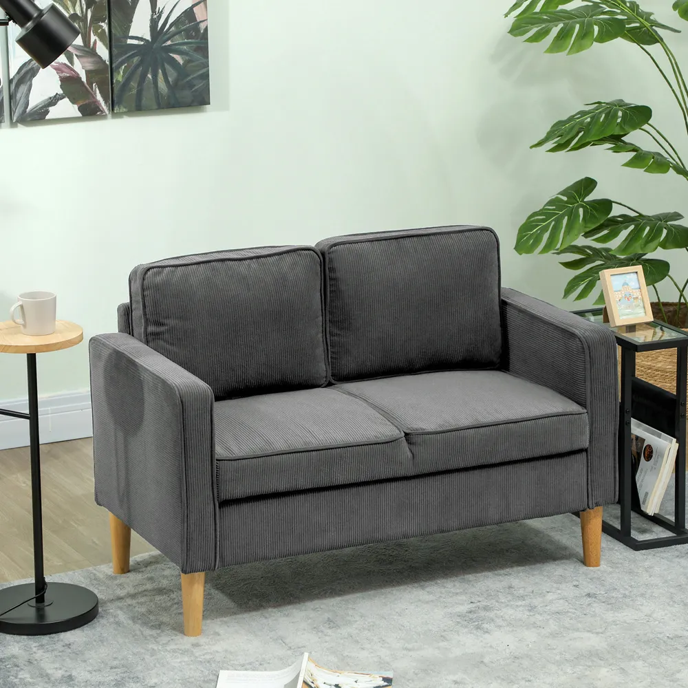 2-Seater Sofa with Storage - Grey, Corduroy