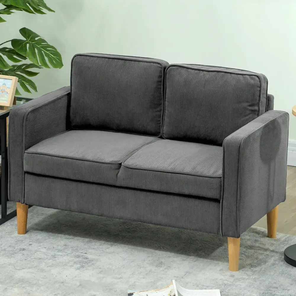 2-Seater Sofa with Storage - Grey, Corduroy image