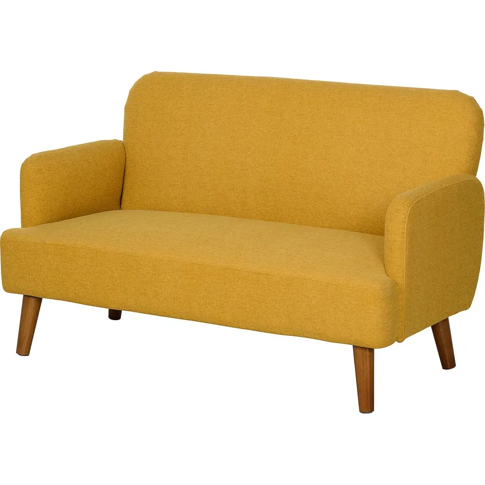 2-Seater Sofa with Thick Padding - Yellow, Velvet