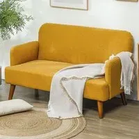 2-Seater Sofa with Thick Padding - Yellow, Velvet