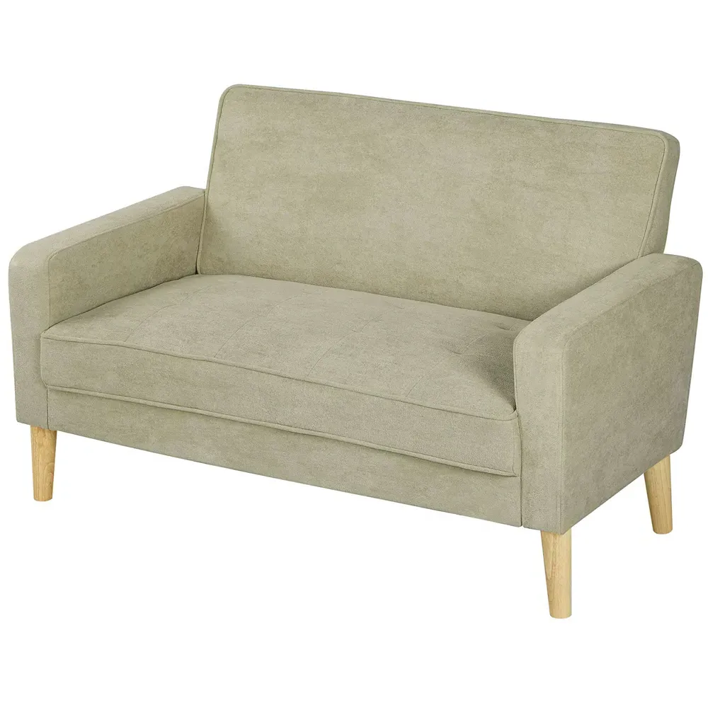 2-Seater Upholstered Sofa - Beige, Velvet