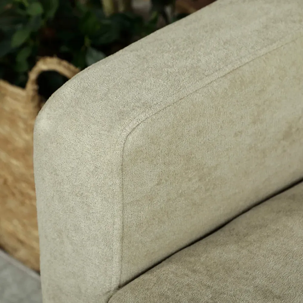 2-Seater Upholstered Sofa - Beige, Velvet