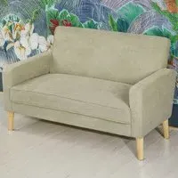 2-Seater Upholstered Sofa - Beige, Velvet