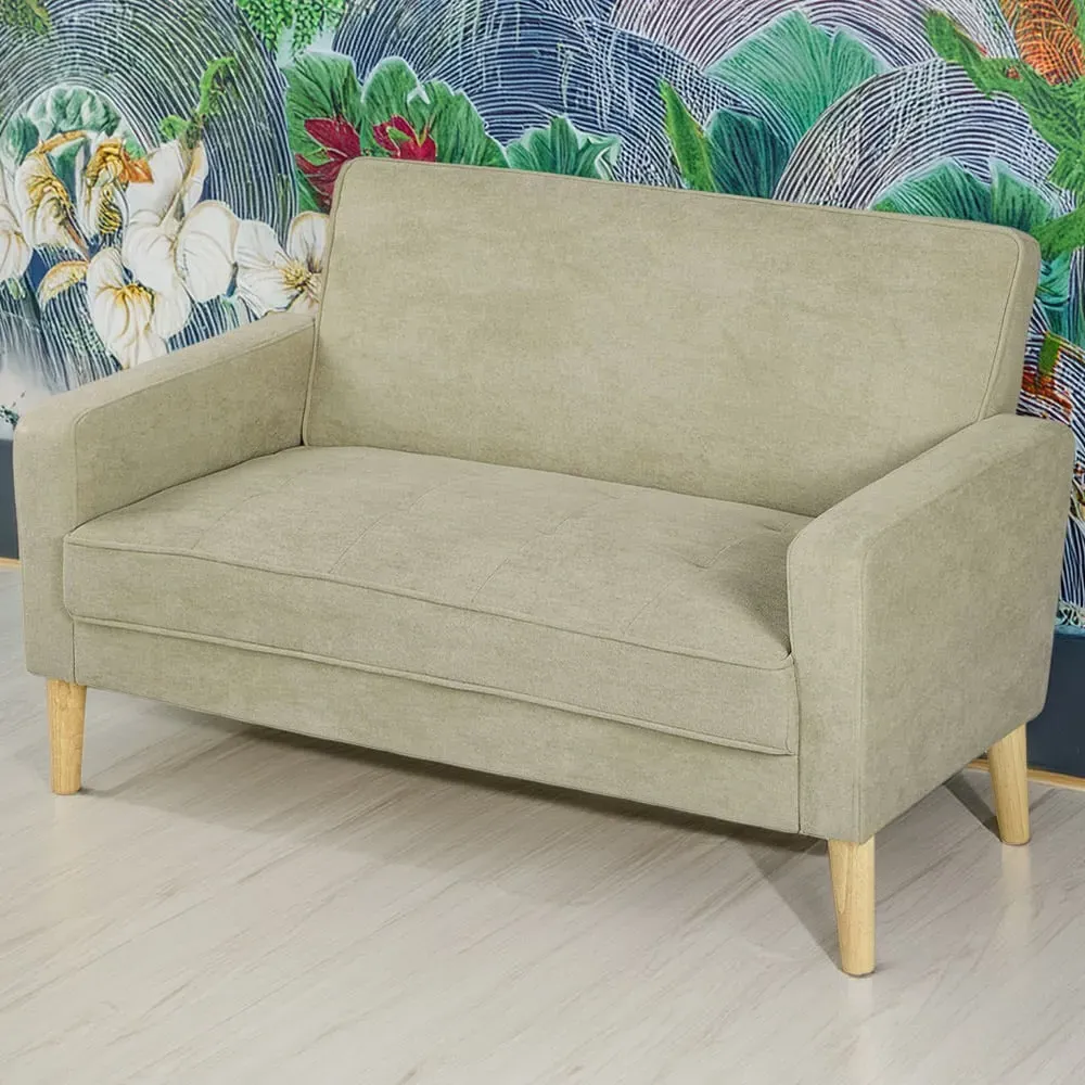 2-Seater Upholstered Sofa - Beige, Velvet image