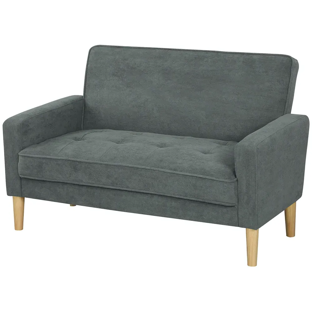2-Seater Upholstered Sofa - Grey, Velvet