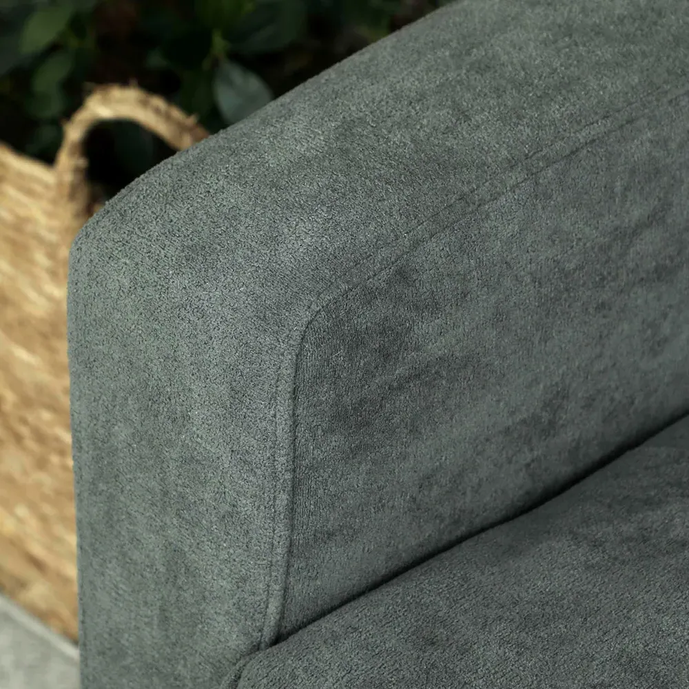 2-Seater Upholstered Sofa - Grey, Velvet