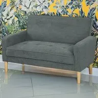2-Seater Upholstered Sofa - Grey, Velvet