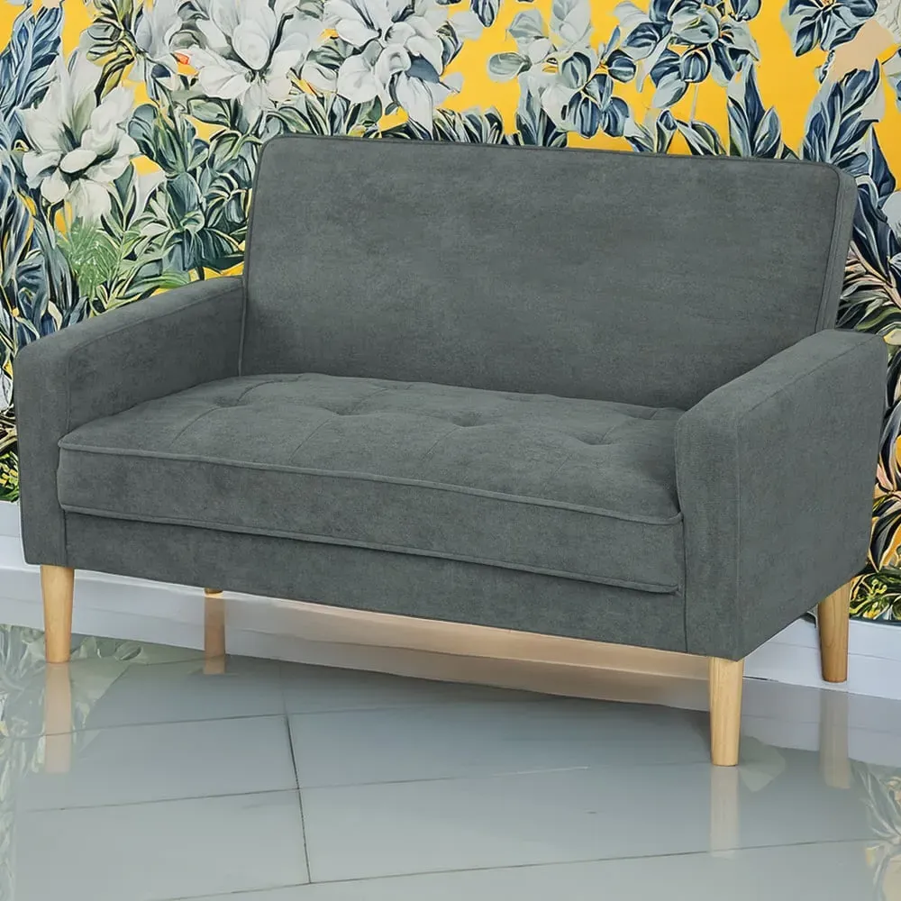 2-Seater Upholstered Sofa - Grey, Velvet