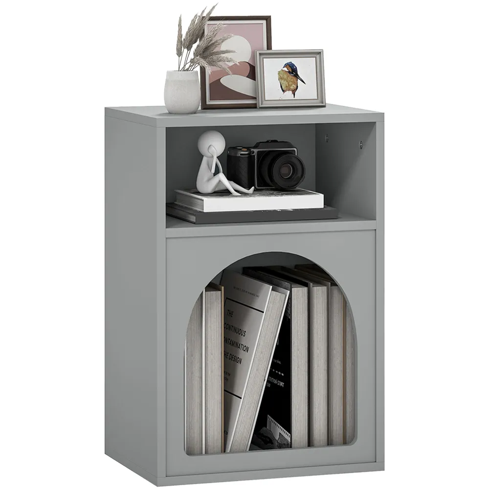 2 Shelf Bedside Table - Grey, MDF