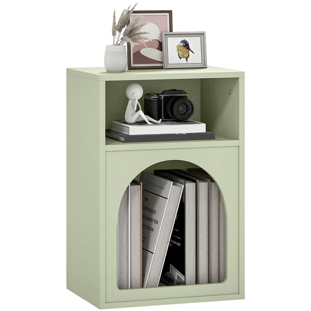 2 Shelf Bedside Table - Light Green, MDF