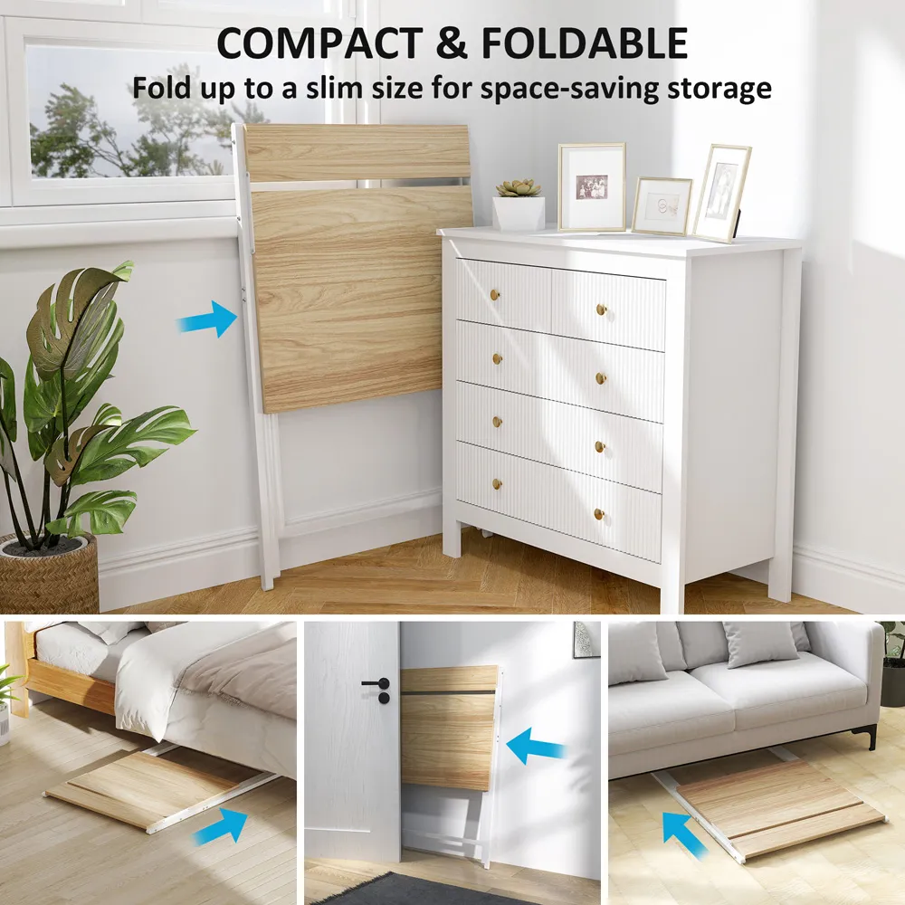 2 Shelf Foldable Computer Desk - Natural