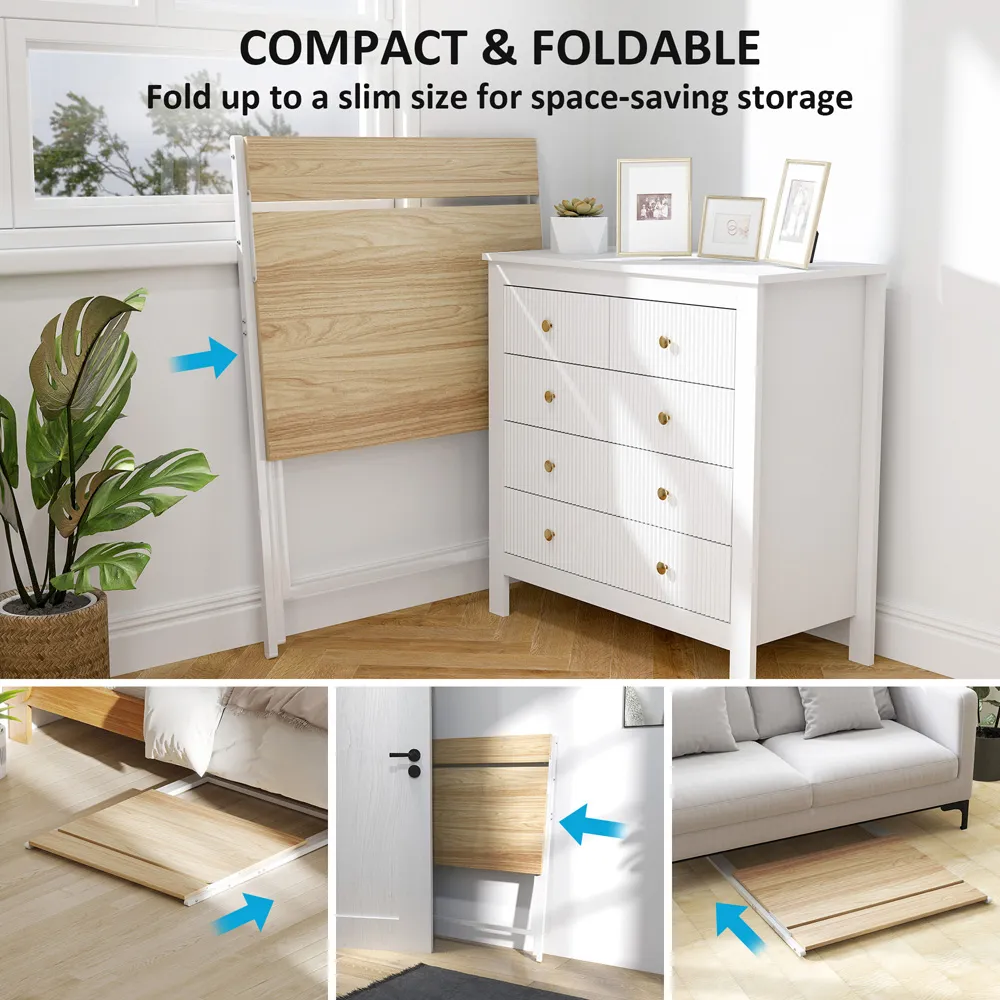 2 Shelf Foldable Computer Desk - Natural