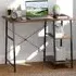 2 Shelf Steel Frame Computer Desk - Brown