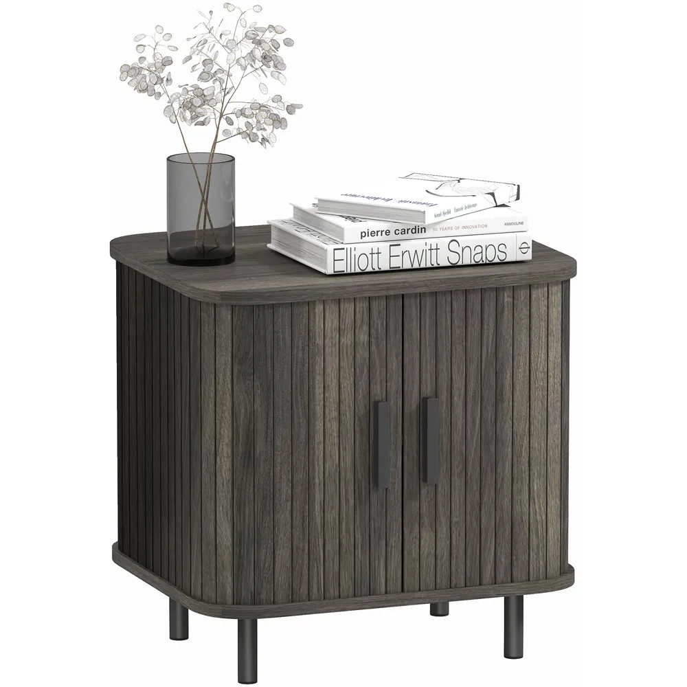 2 Sliding Door Nightstand - Grey