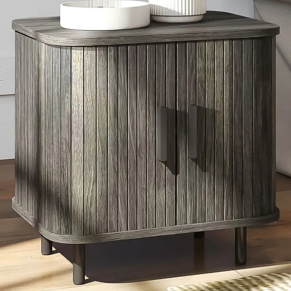 2 Sliding Door Nightstand - Grey