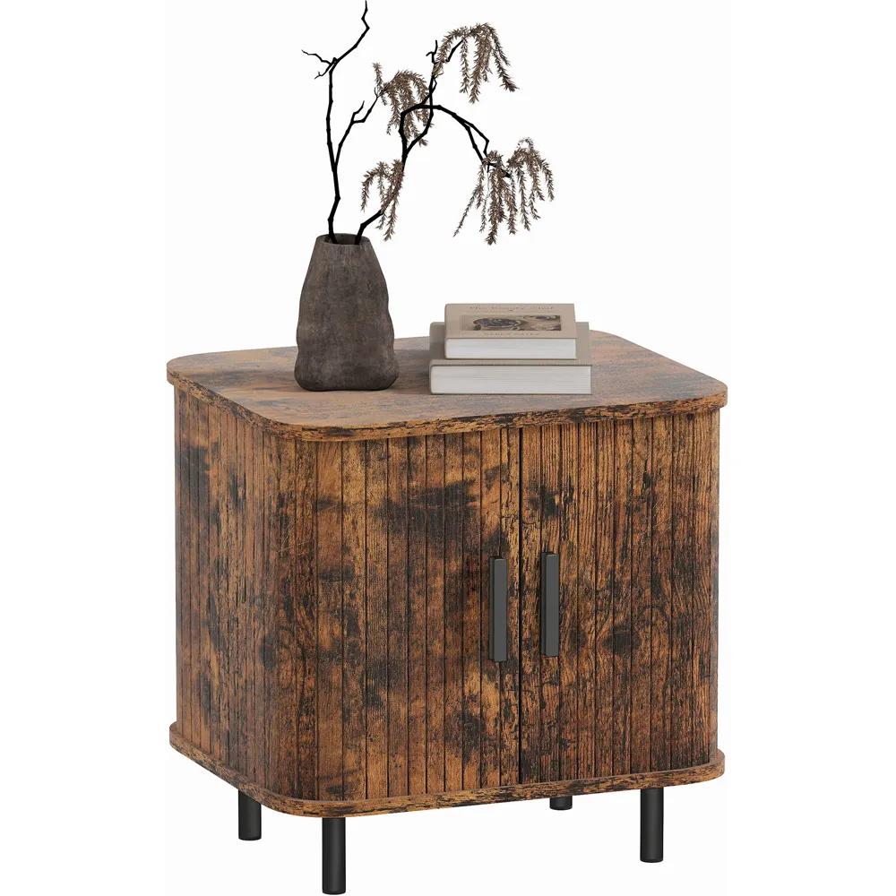 2 Sliding Door Nightstand - Rustic Brown