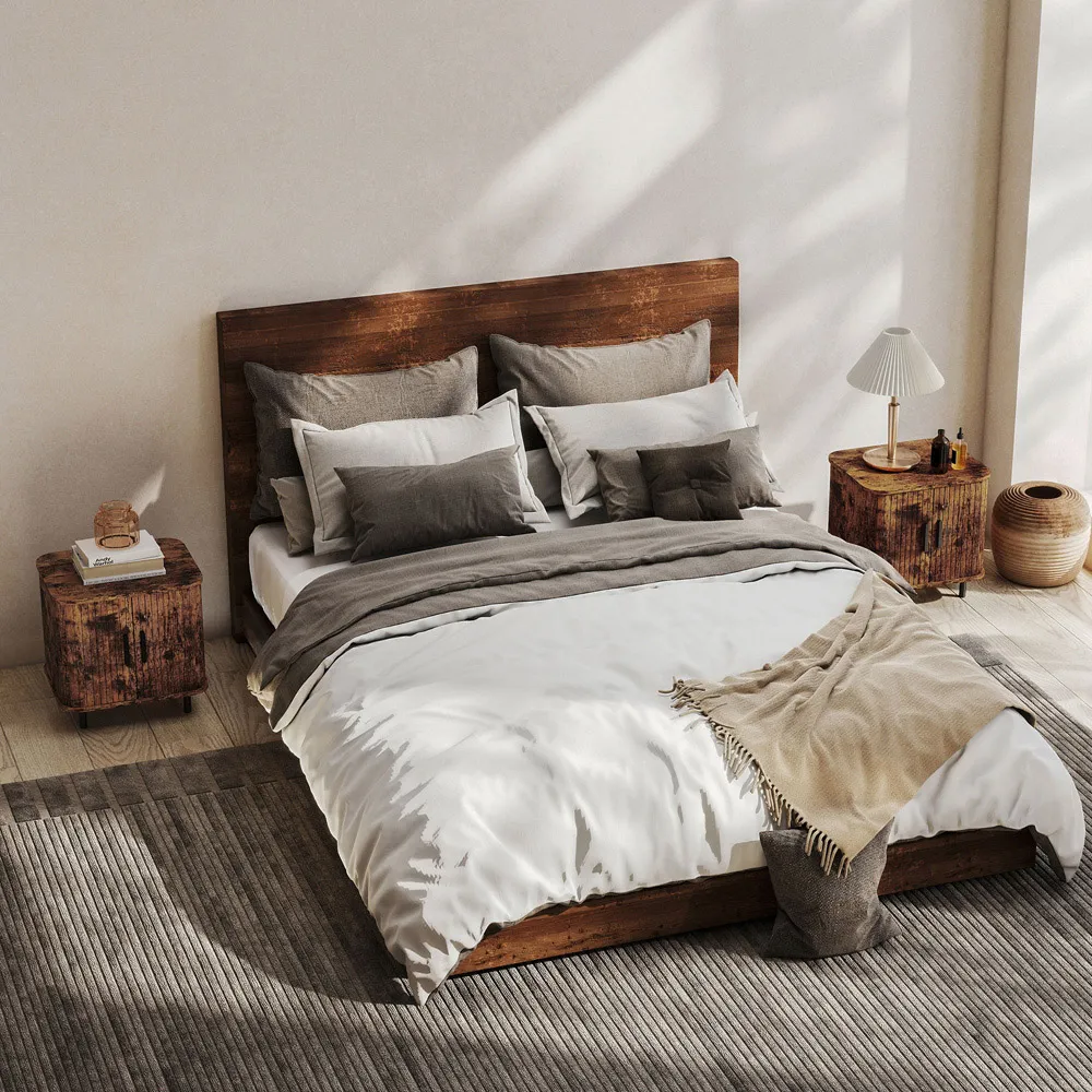 2 Sliding Door Nightstand - Rustic Brown