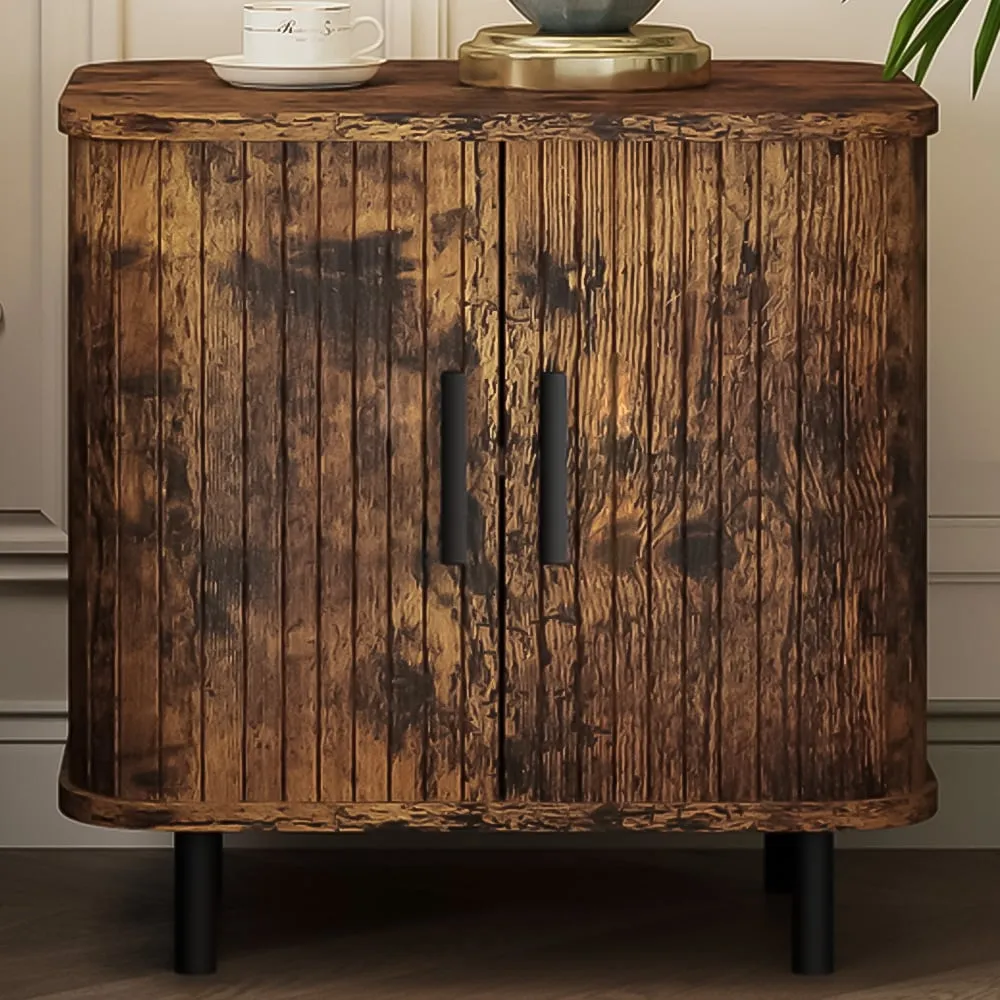 2 Sliding Door Nightstand - Rustic Brown