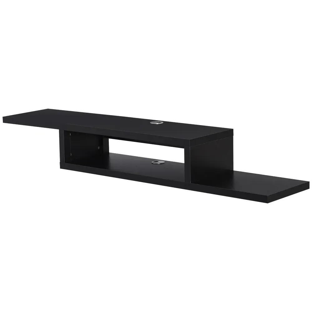 2-Tier Floating TV Stand - Black