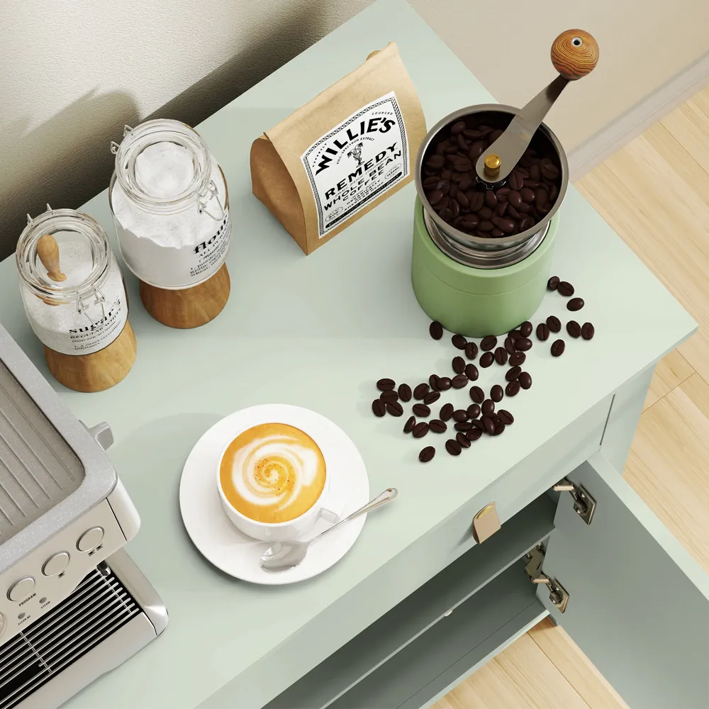 2 Tier Storage Cabinet with Adjustable Shelf - Light Green