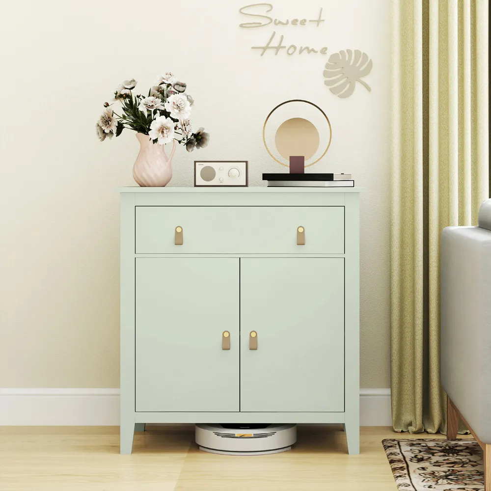 2 Tier Storage Cabinet with Adjustable Shelf - Light Green