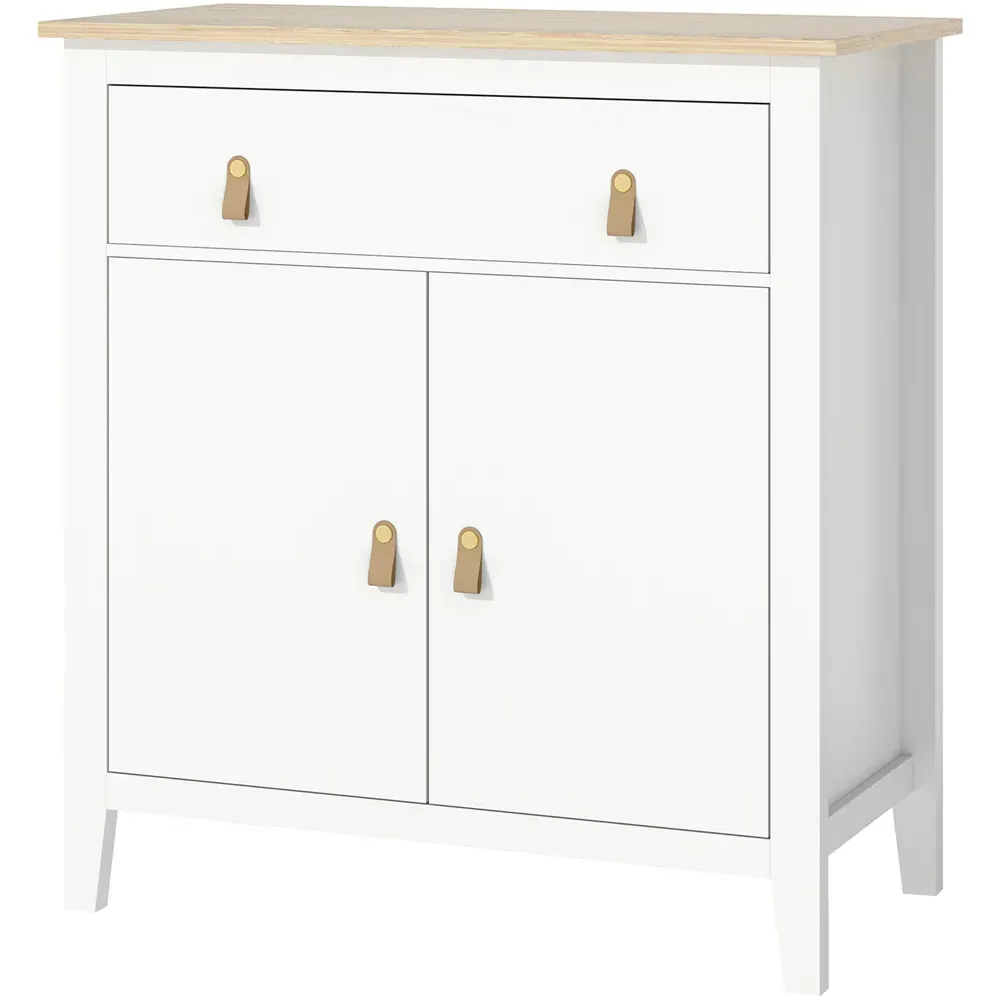 2 Tier Storage Cabinet with Adjustable Shelf - White