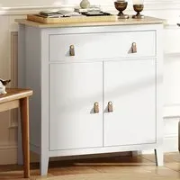2 Tier Storage Cabinet with Adjustable Shelf - White