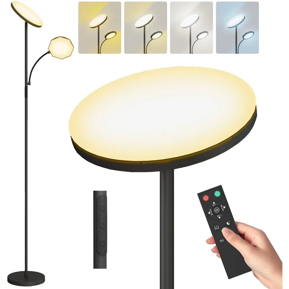 2 Way Floor Lamp with 4 Scene Modes - Black