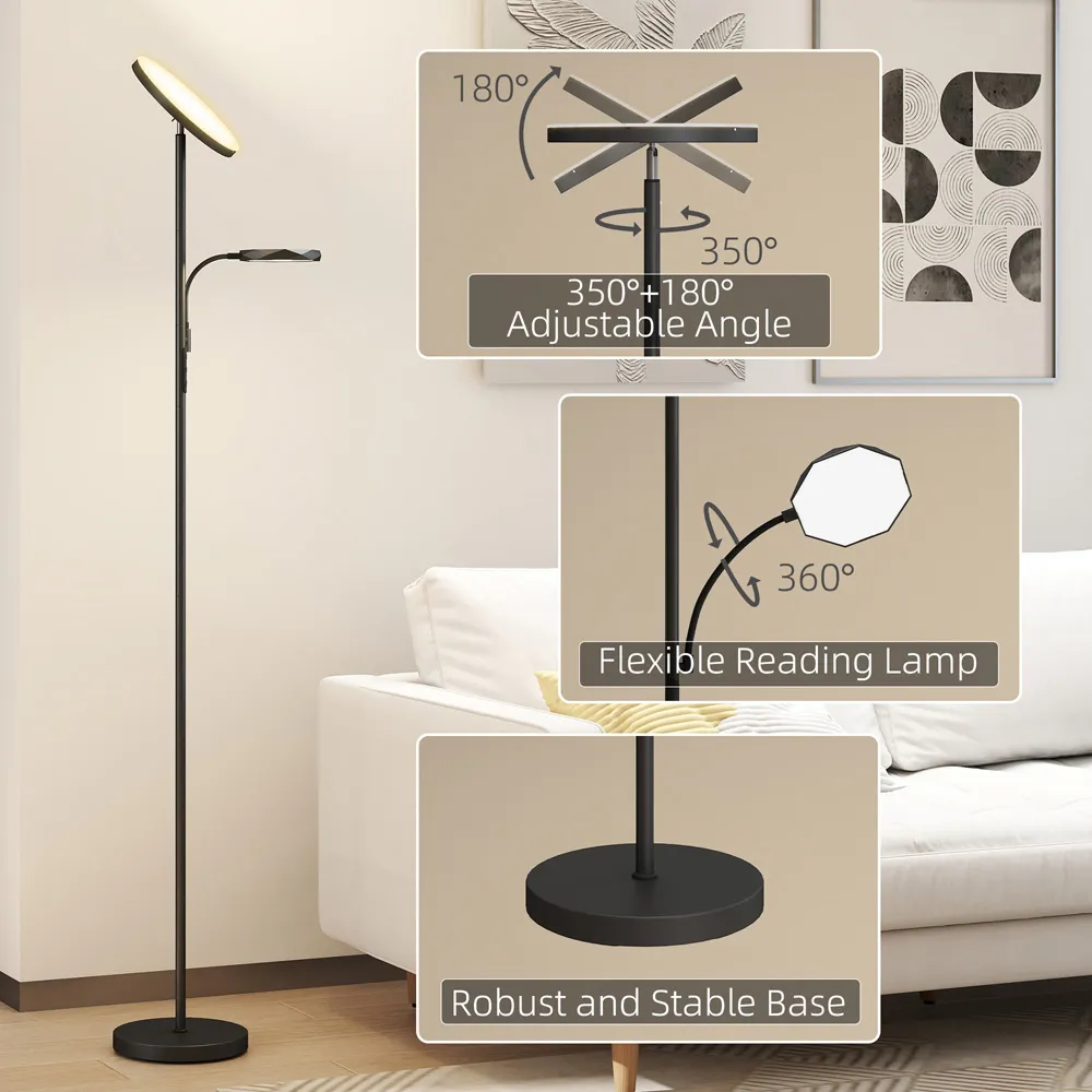 2 Way Floor Lamp with 4 Scene Modes - Black