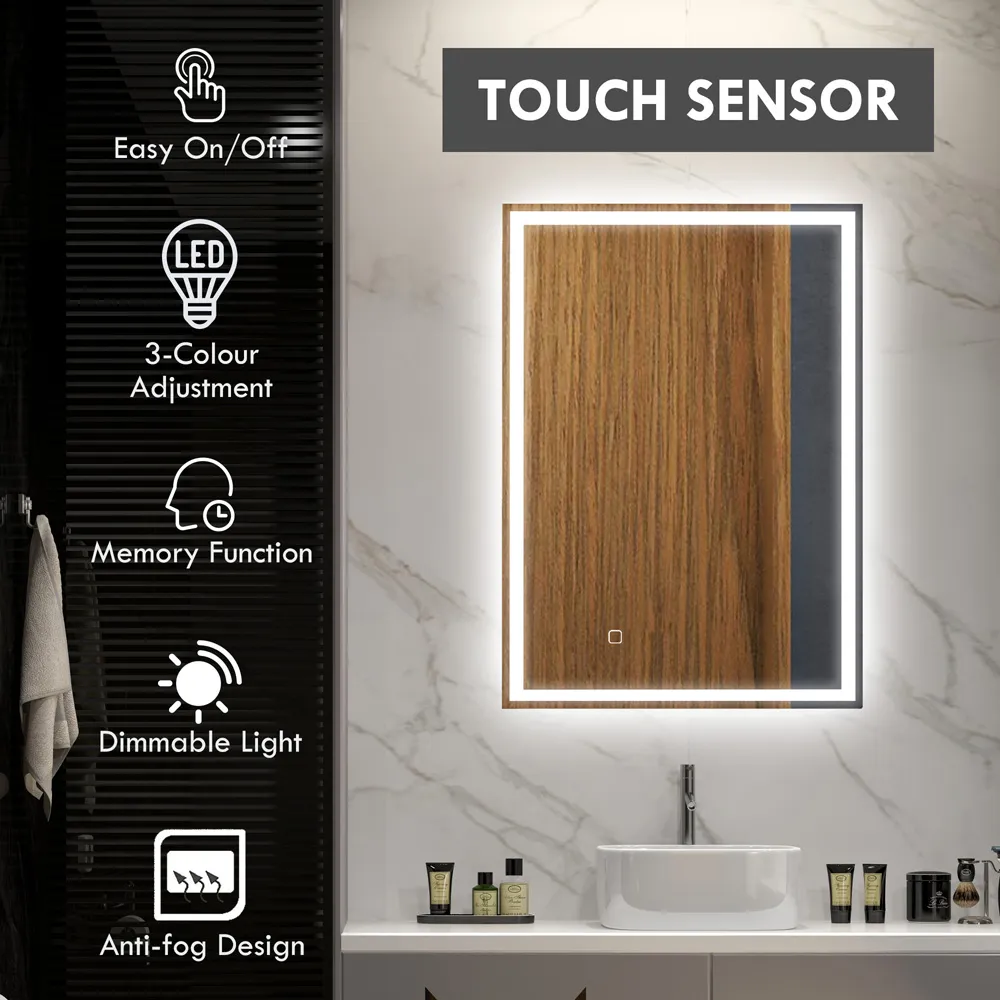 3 Colour LED Illuminated Bathroom Mirror with Defogging Film