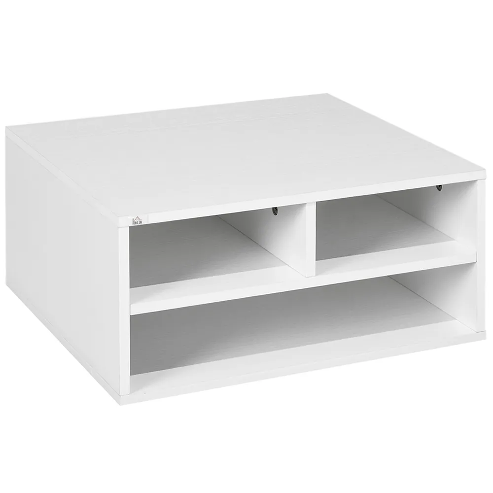 3 Compartment Desktop Printer Stand - White