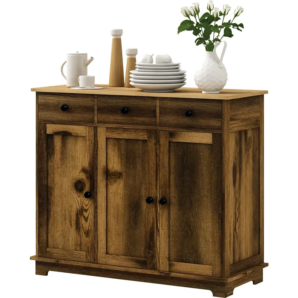 3 Door 3 Drawer Sideboard Storage Cabinet - Brown