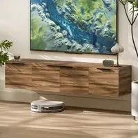 3 Door Floating TV Unit with Storage - Brown