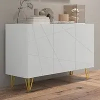 3 Door Storage Cabinet with Adjustable Shelf - White