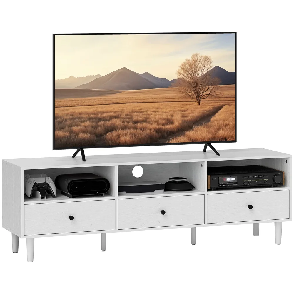 3 Drawer 3 Shelf TV Unit - White
