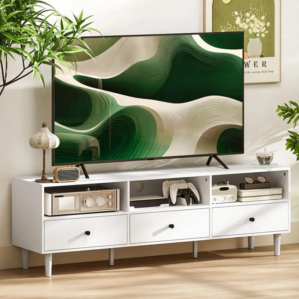 3 Drawer 3 Shelf TV Unit - White