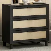 3 Drawer Storage Cabinet - Black, Rattan
