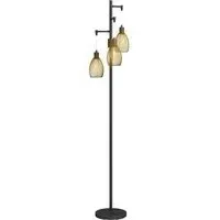 3 Light Industrial Dimmable LED Floor Lamp - Black