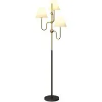 3 Light Linen Shade Floor Lamp with Foot Switch - Gold