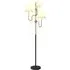3 Light Linen Shade Floor Lamp with Foot Switch - Gold