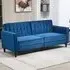 3-Seater Button Tufted Sofa Bed with Reclining - Blue, Velvet