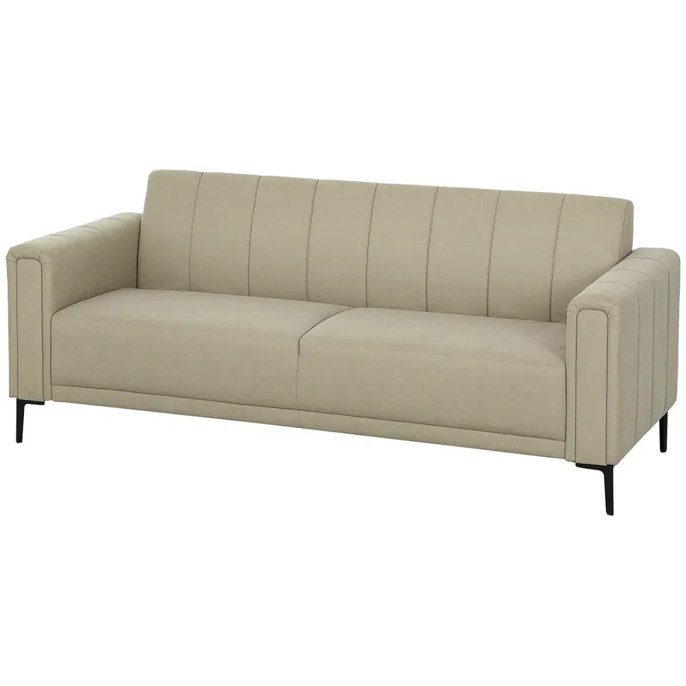 3-Seater Channel Tufted Sofa - Grey, Fabric