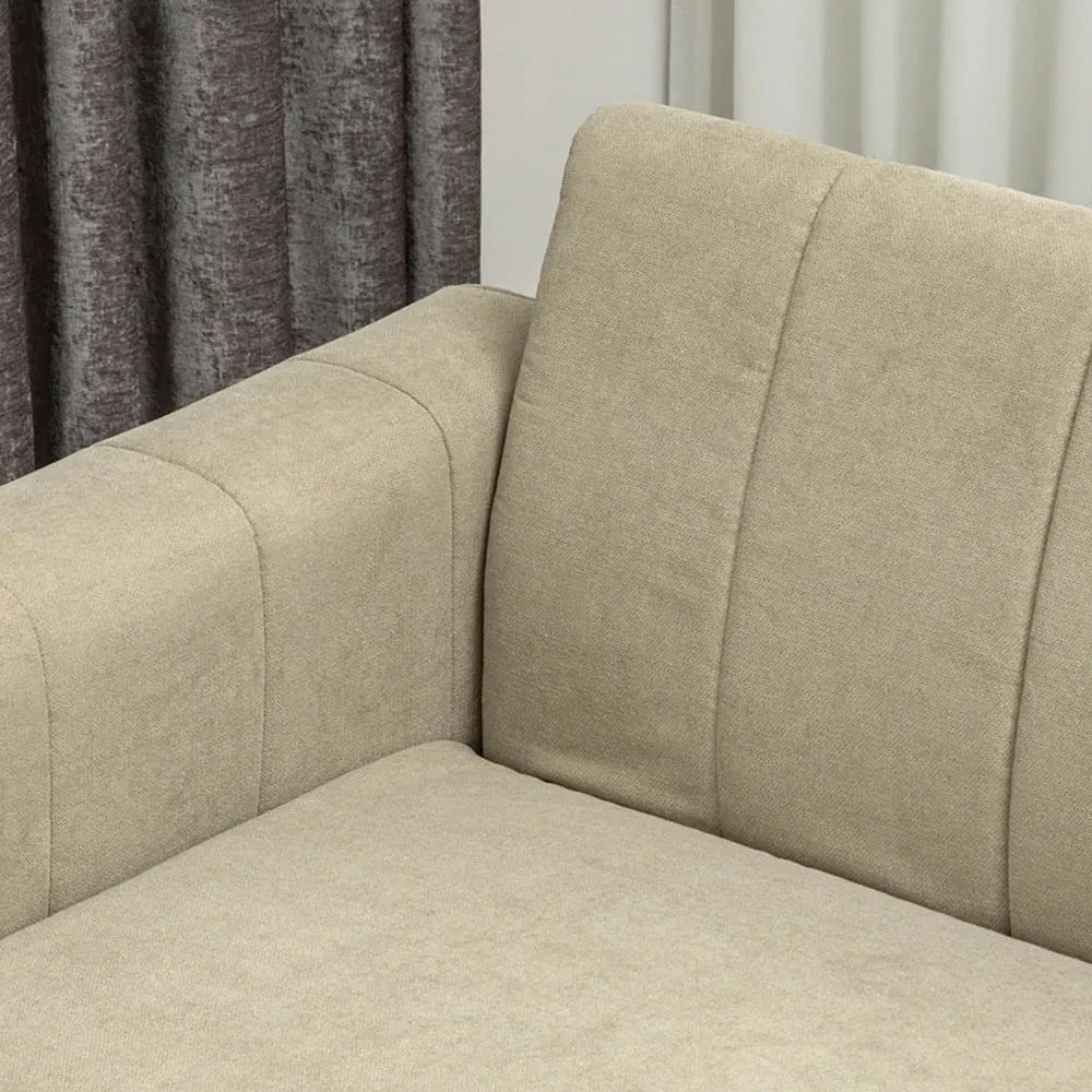 3-Seater Channel Tufted Sofa - Grey, Fabric