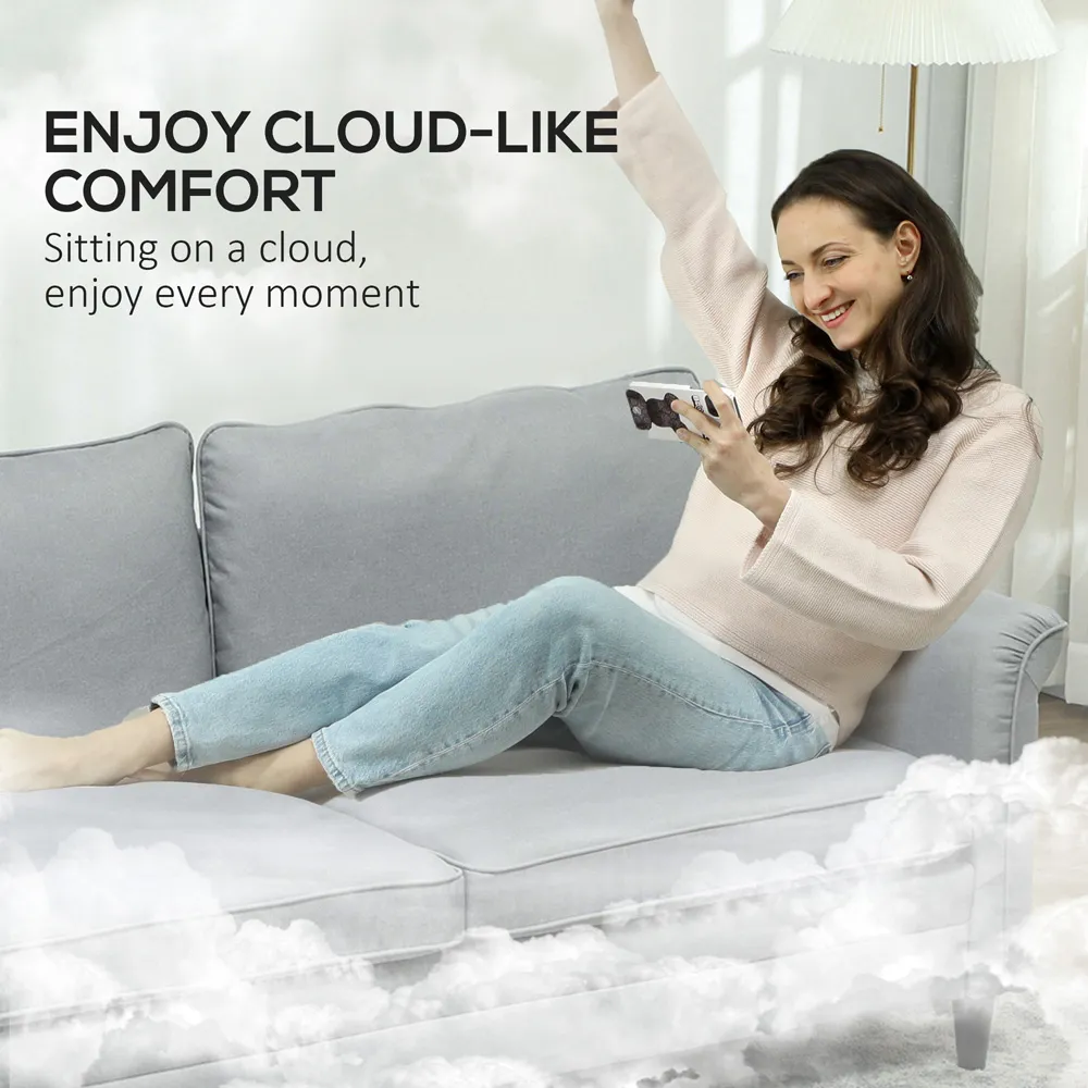 3-Seater Fabric Sofa - Grey