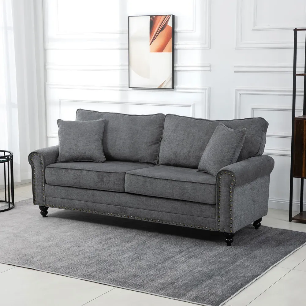 3-Seater Fabric Sofa - Grey
