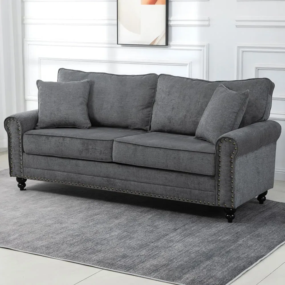 3-Seater Fabric Sofa - Grey