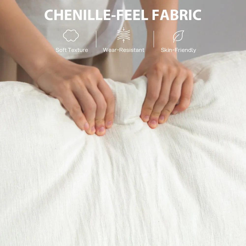 3-Seater Fabric Sofa with USB Ports - Cream