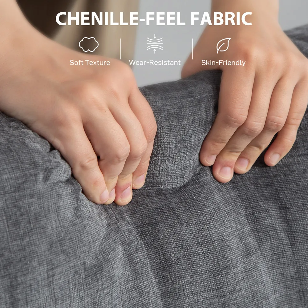 3-Seater Fabric Sofa with USB Ports - Grey