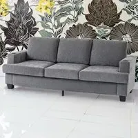 3-Seater Fabric Sofa with USB Ports - Grey